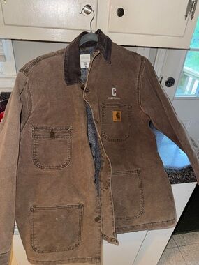 Vintage Carhartt USA Made Distressed Chore Coat Brown Work Jacket - Union